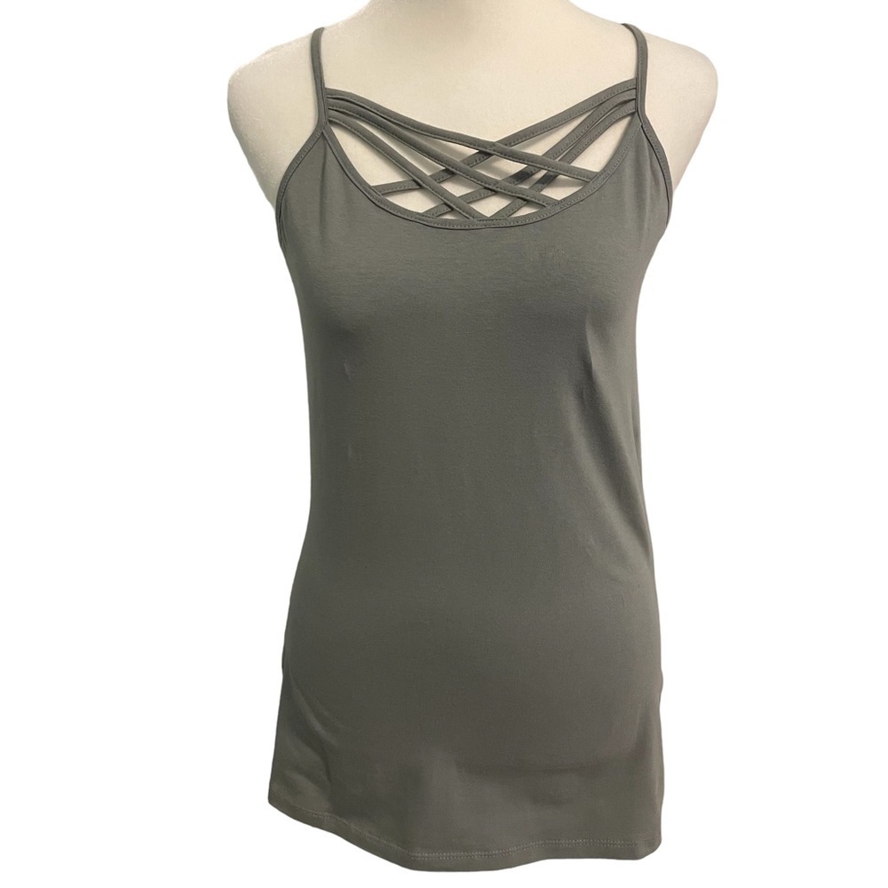 Maurices Gray Strappy Lattice Tank Top Size S